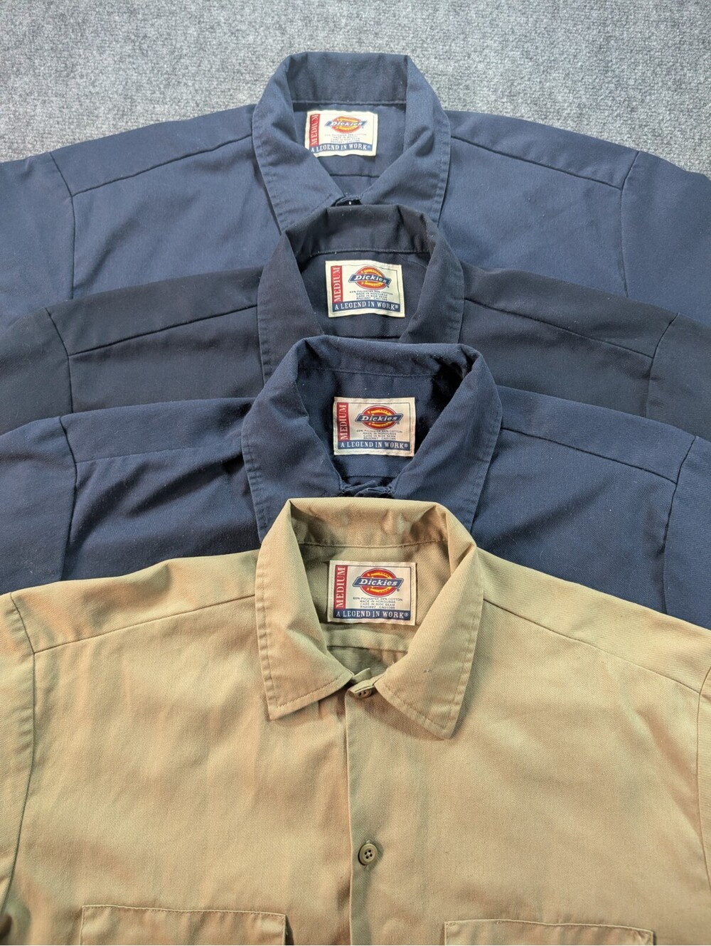 Vintage Dickies Work Shirt Lot Of 4 Mens Medium Navy Black Beige